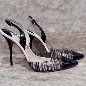SOPHIA WEBSTER Daria patent-leather and printed PVC sandals size 40